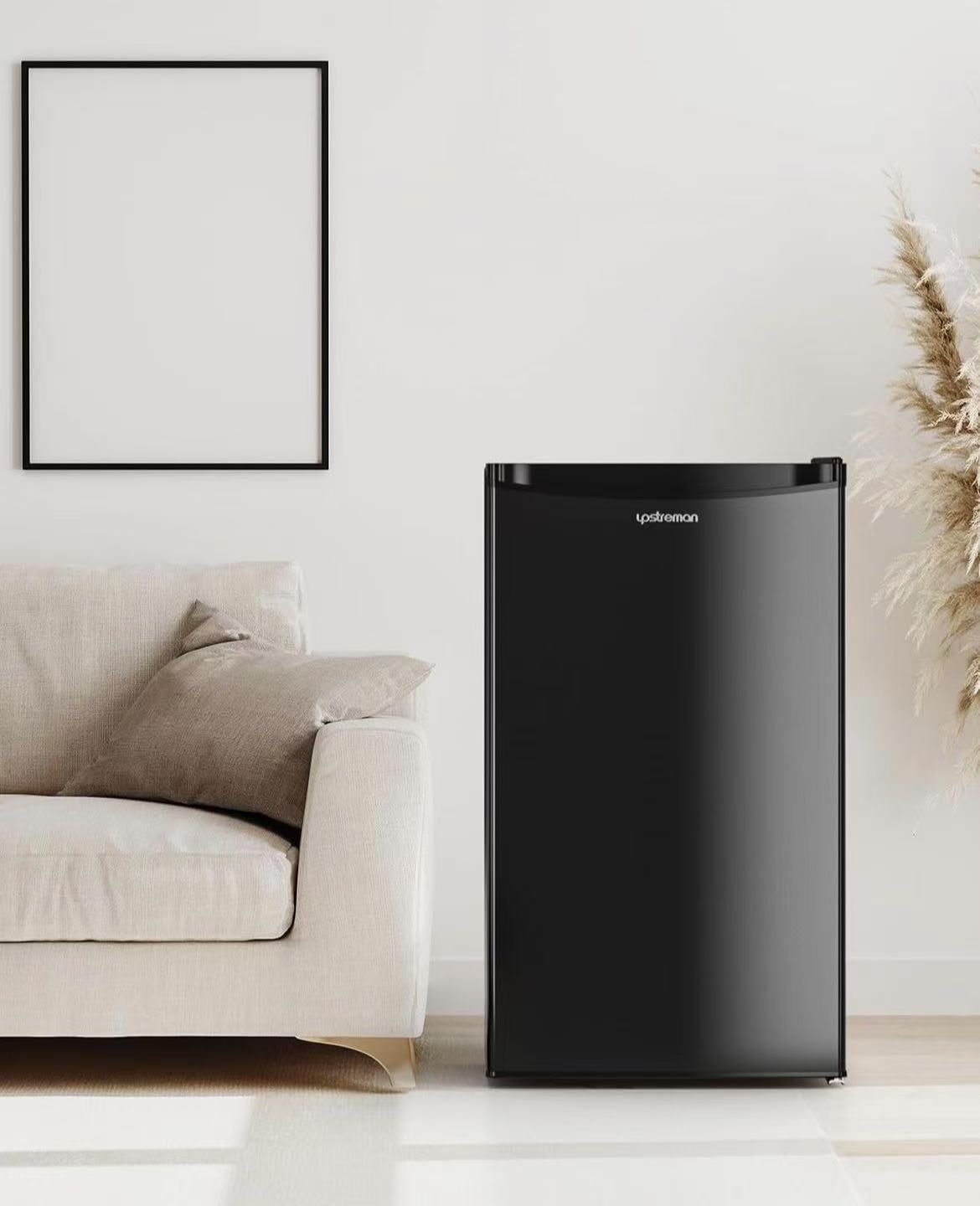 Upstreman 3.2 Cu.Ft Mini Fridge with Freezer, Black 