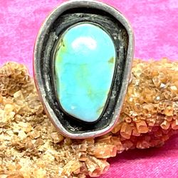 Vintage Estate Native Turquoise Ring Sz 7