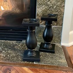 Pair of Black Candlestick Holders - $10