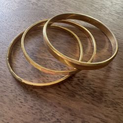MONET Gold Tone Bangle Bracelets Set of 3 Vintage 