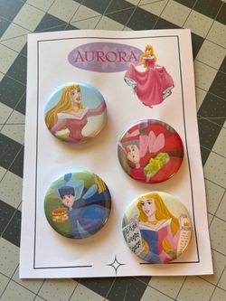 Sleeping Beauty pin-back button set