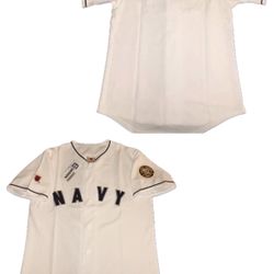 United States Navy White Button Up Baseball Jersey Mens Medium New