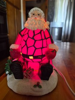 Stained glass Santa small table light