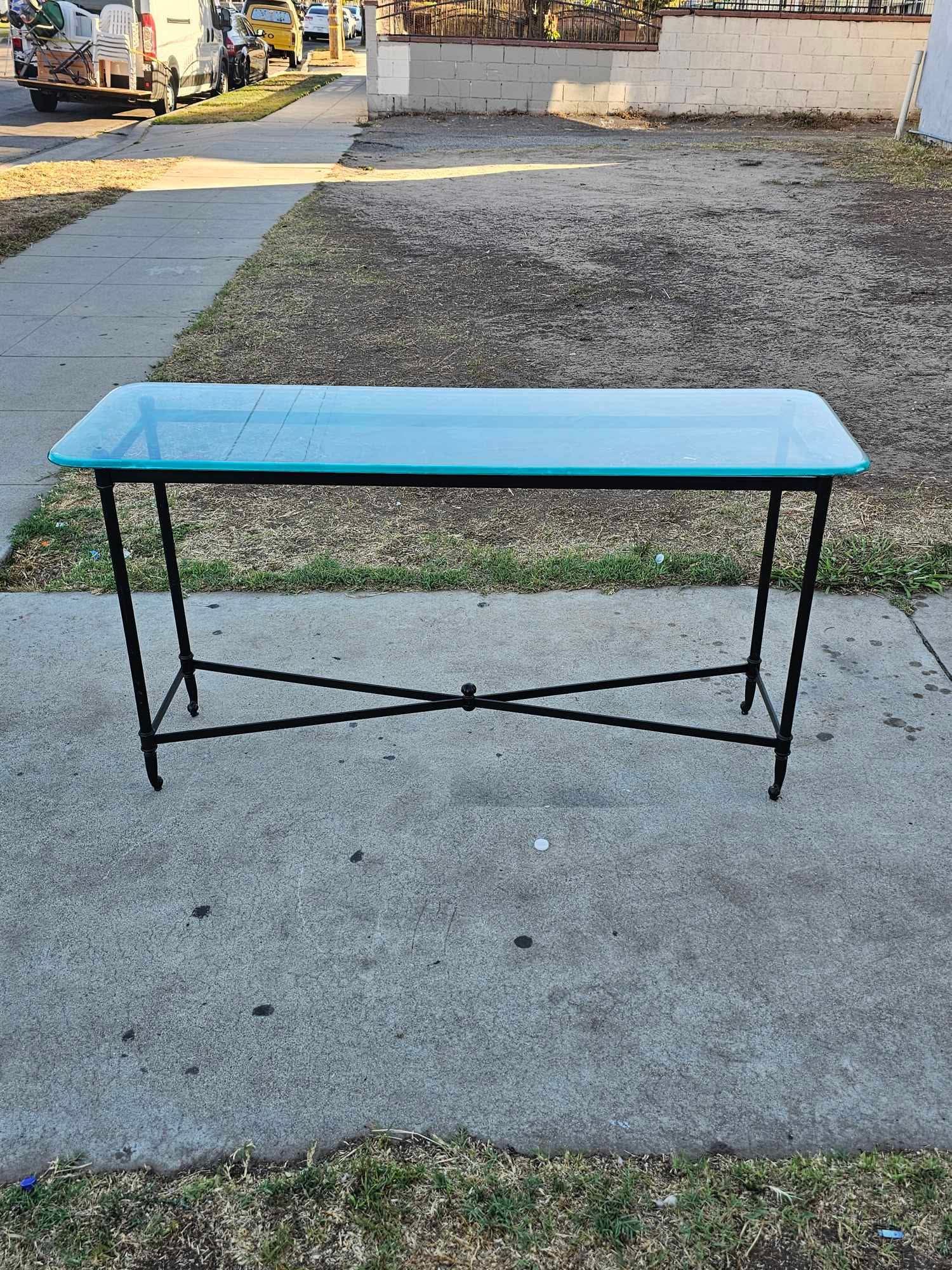 Thick Glass Top Console Table