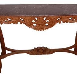 Antique Brown Wood Marble Top Chippendale Console Table  Open To Offers