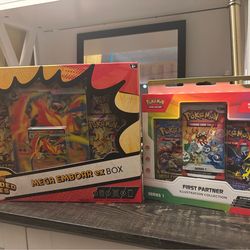 Pokémon first partner illustration pack and Mega Emboar Ex Box