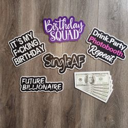 Photobooth Props High Quality 5mm - Birthday Squad Set