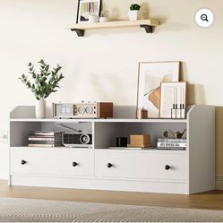 Cozy Castle TV Stand for TVs up to 60", TV Entertainment Center with Power Outlet and Storage Drawers, Modern TV Console Table for Bedroom, Living Roo