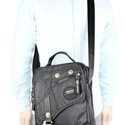 Vertical Messenger Bag, Crossbody Bag, Vanlison Shoulder Bag Work Satchel for iPad Tablet Kindle (Large-Black)