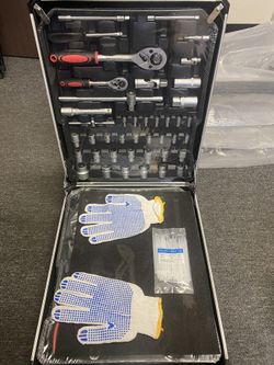 Aluminum Trolley Case Tool Set Silver, House Repair Kit Set, Household Hand Tool Set