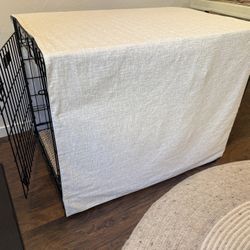 Wire dog kennel with custom cover 