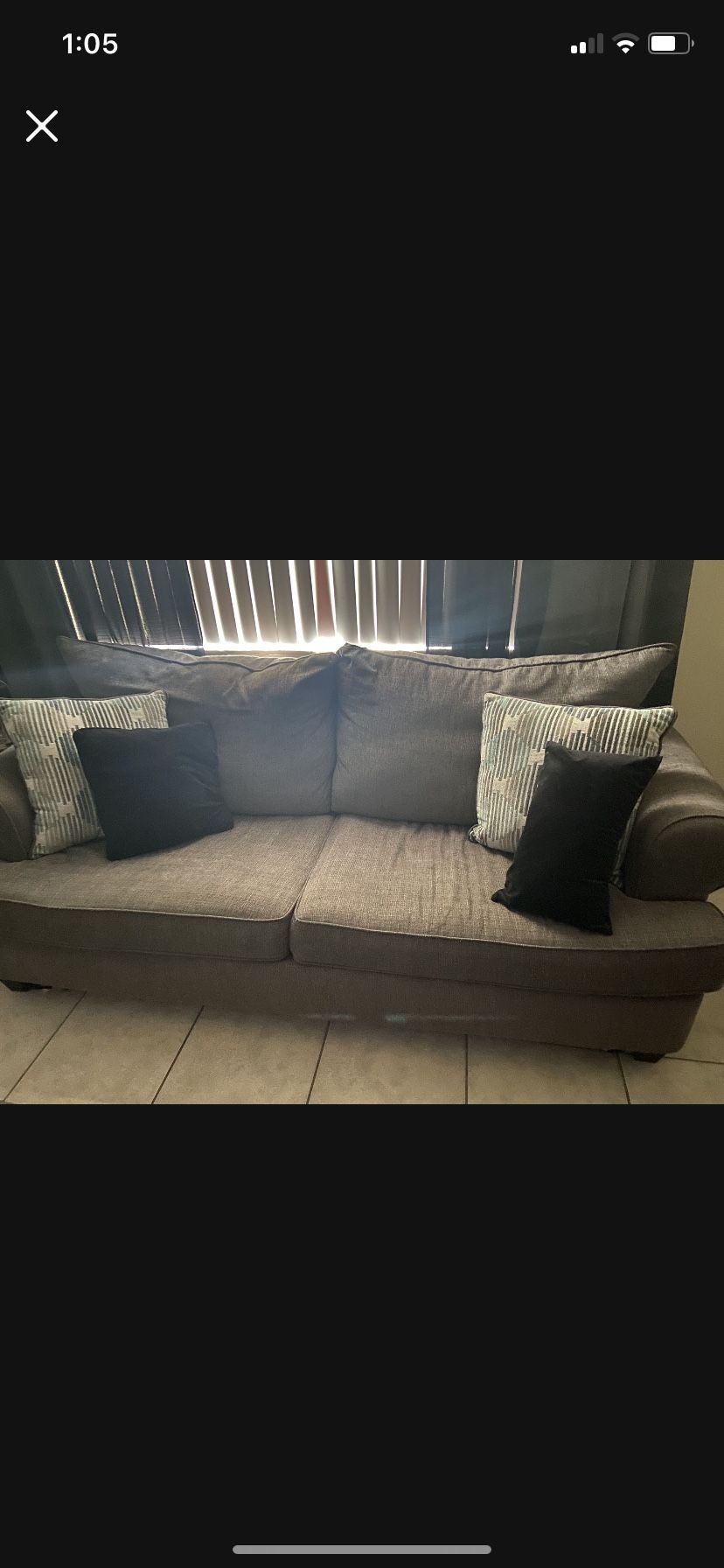 Fabric Grey Couch With Queen Pullout Bed 