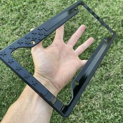 Handmade Black 3D USA American Flag License Plate Frame Holder Auto Car Tag Decal 