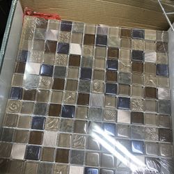 5 Glass tiles. Brown And Beige. New 