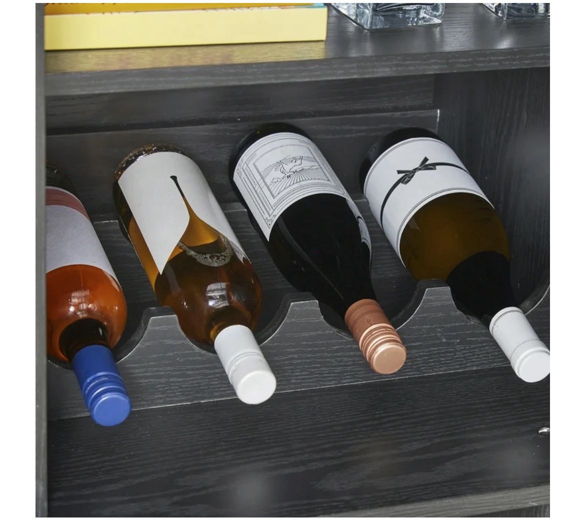 Better Homes Gardens Lillian Fluted Bar Cabinet, Rich Black Finish Free