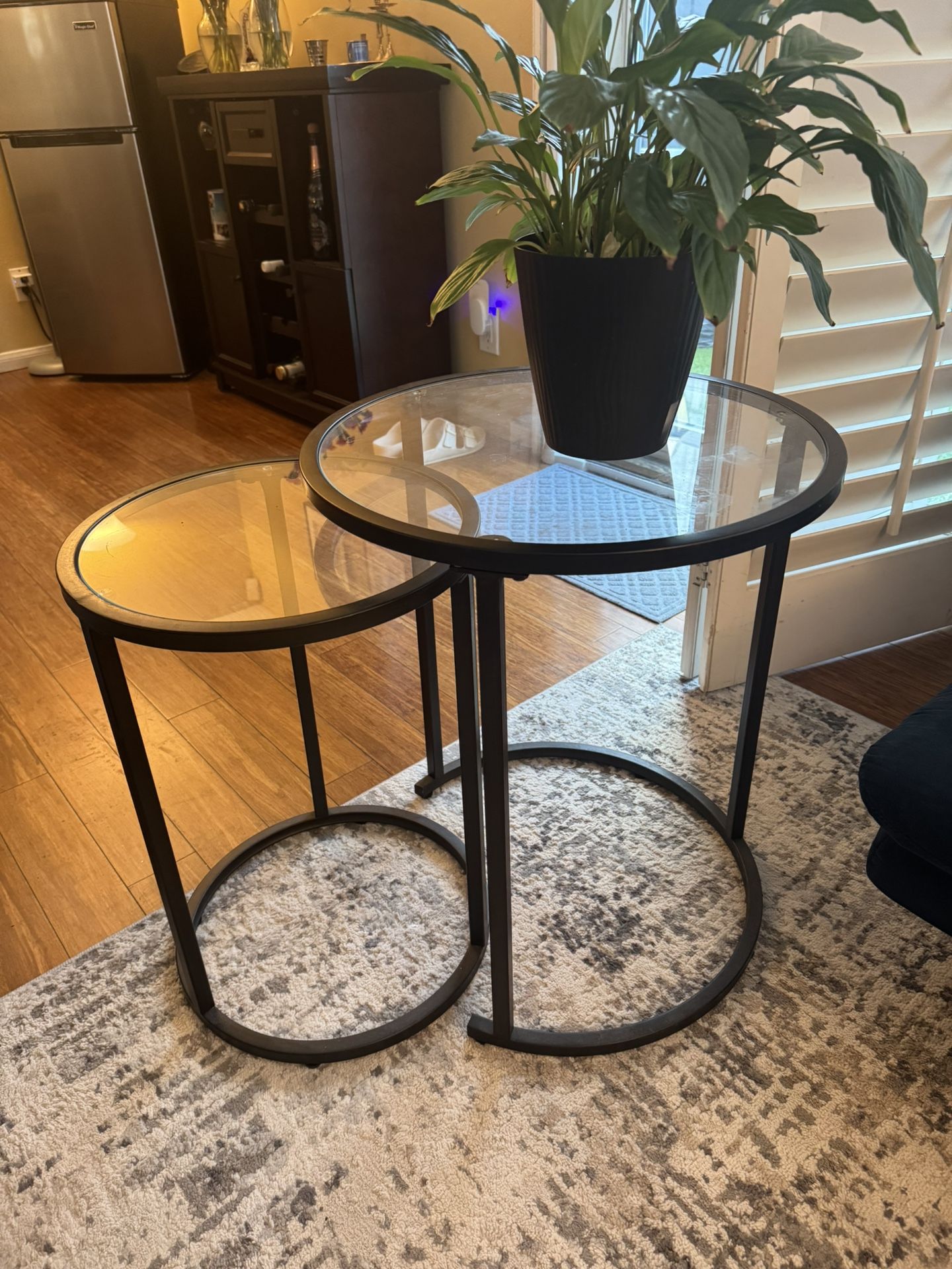 End/side Table Nesting Set Glass Metal