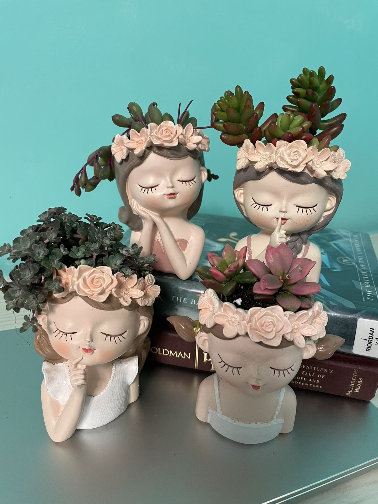 Girl Planters With Succulents 