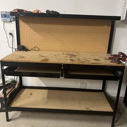 Tool Bench With Drawers And Shelf 