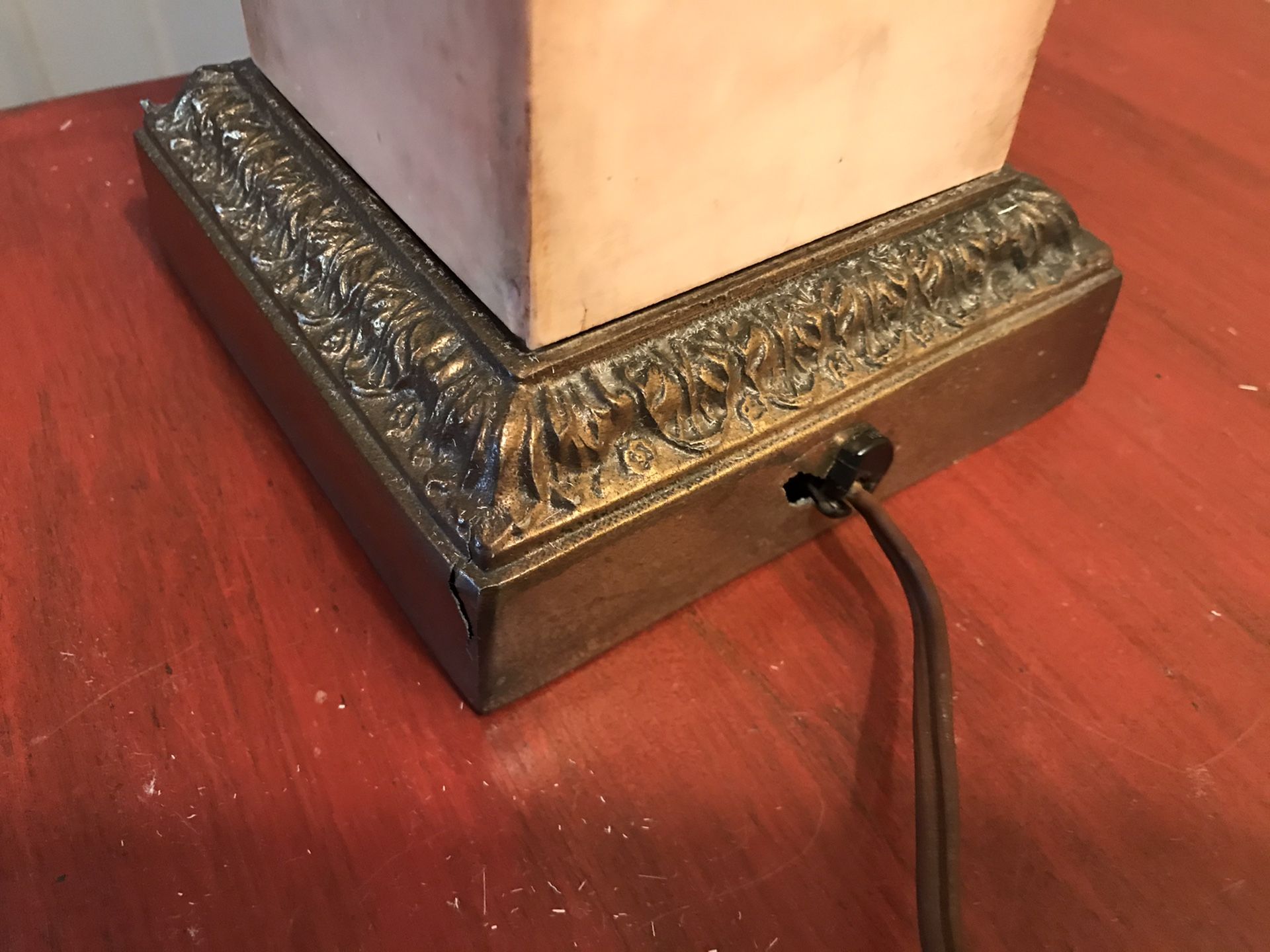 Pair of Vintage Brass and Marble Table Lamps