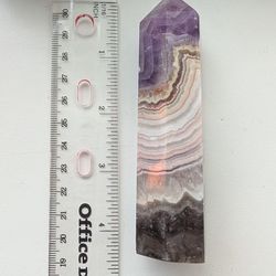 Crazy lace amethyst with smokey quartz tower