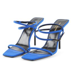 Saint Laurent Ysl Blue Leather New In Box Heels