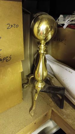 Vintage Brass Cannonball Lion Claw Feet 2Pcs Fireplace Log Holders Andirons 17”h