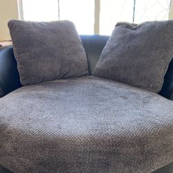 Grey Circle Swivel Sofa With Pillows