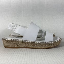 Cole Haan Cloudfeel Espadrille Sandals Size 6 White Beige Leather Comfort Wedges