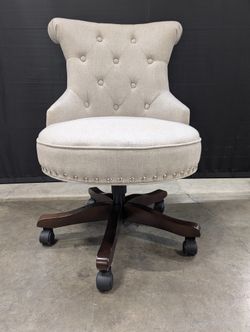 Modern Light Grey Fabric Button Tufted Accent Chair
