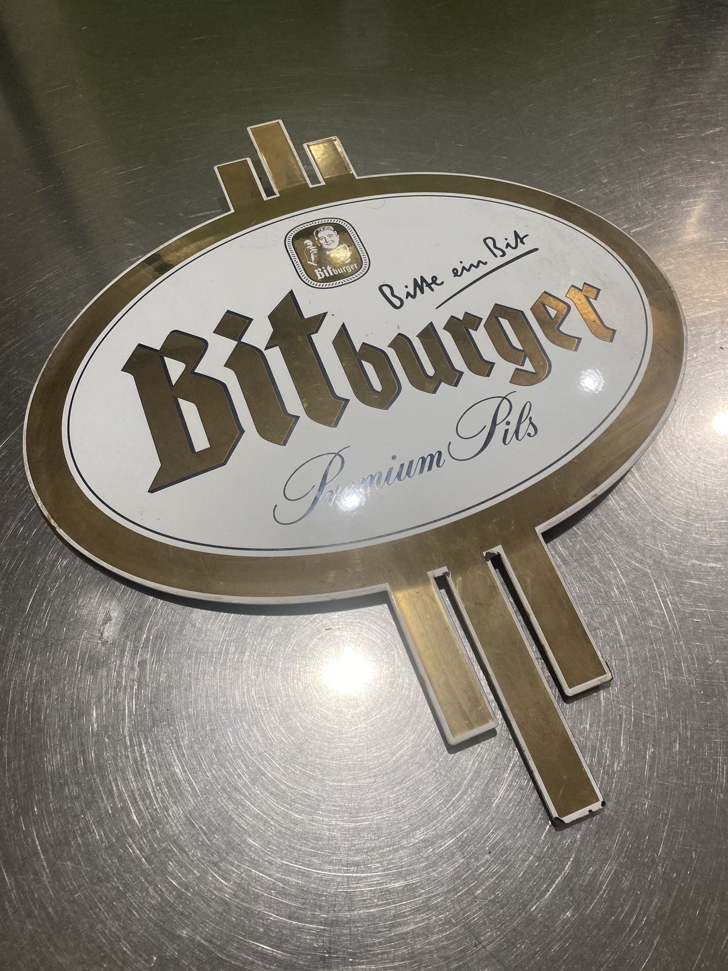 Enamel Bitburger Beer Sign