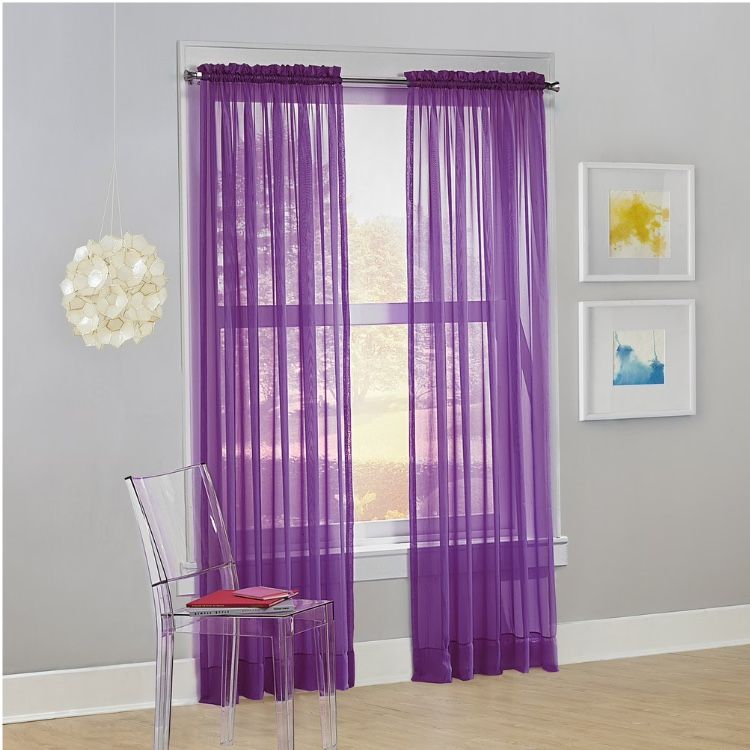 59×63 No. 918 Sheer Rod Pocket Curtain Panel – Purple