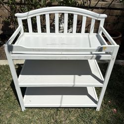 White Wooden Baby Changing Table with Shelves