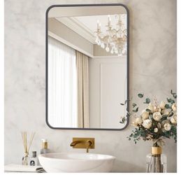 Black Metal Framed Rectangle Mirror 24x36