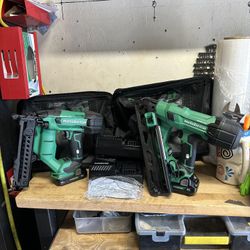 Metabo 15ga Cordless Fish Nailer And  18ga Crown Finish Narrow Stapler With Battery And Charger And Bags 