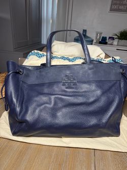Tory Burch blue leather tote