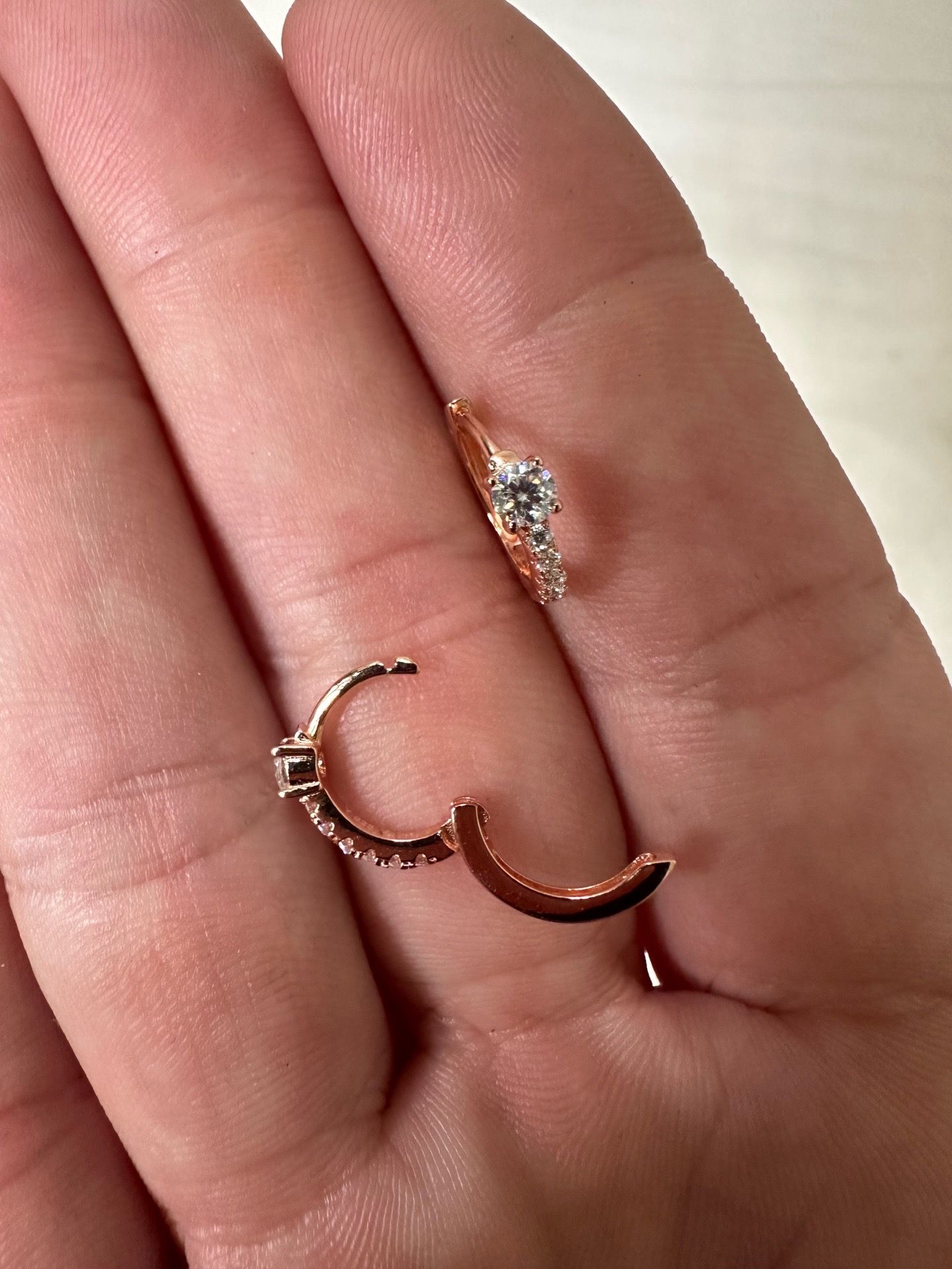 Rose gold over 925 sterling mini hoops