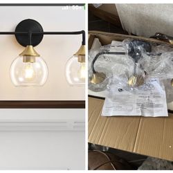 Bathroom Light Fixtures 3 Light Bathroom Vanity Light with Clear Glass Shade, 22 inch Vanity Lighting Fixtures