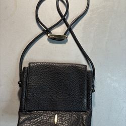 Black vintage leather Thacker crossbody bag