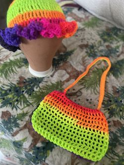 Custom Crochet Bucket Hat And Shoulder Bag