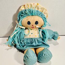  TB Trading Baby Doll Plush Blue Dress Hearts Security Doll Kawaii Vintage CUTE!.   In good condition but does have some stains - see pictures.   Meas