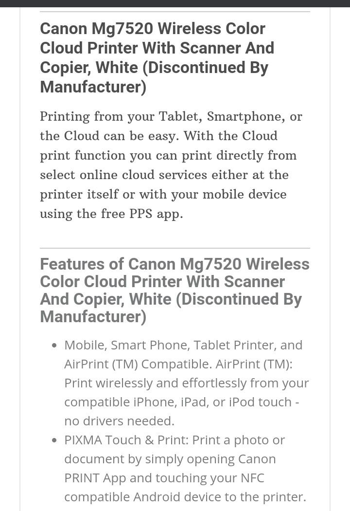 Canon Pixma MG7520 Wireless All In One Printer With Tons Of Ink