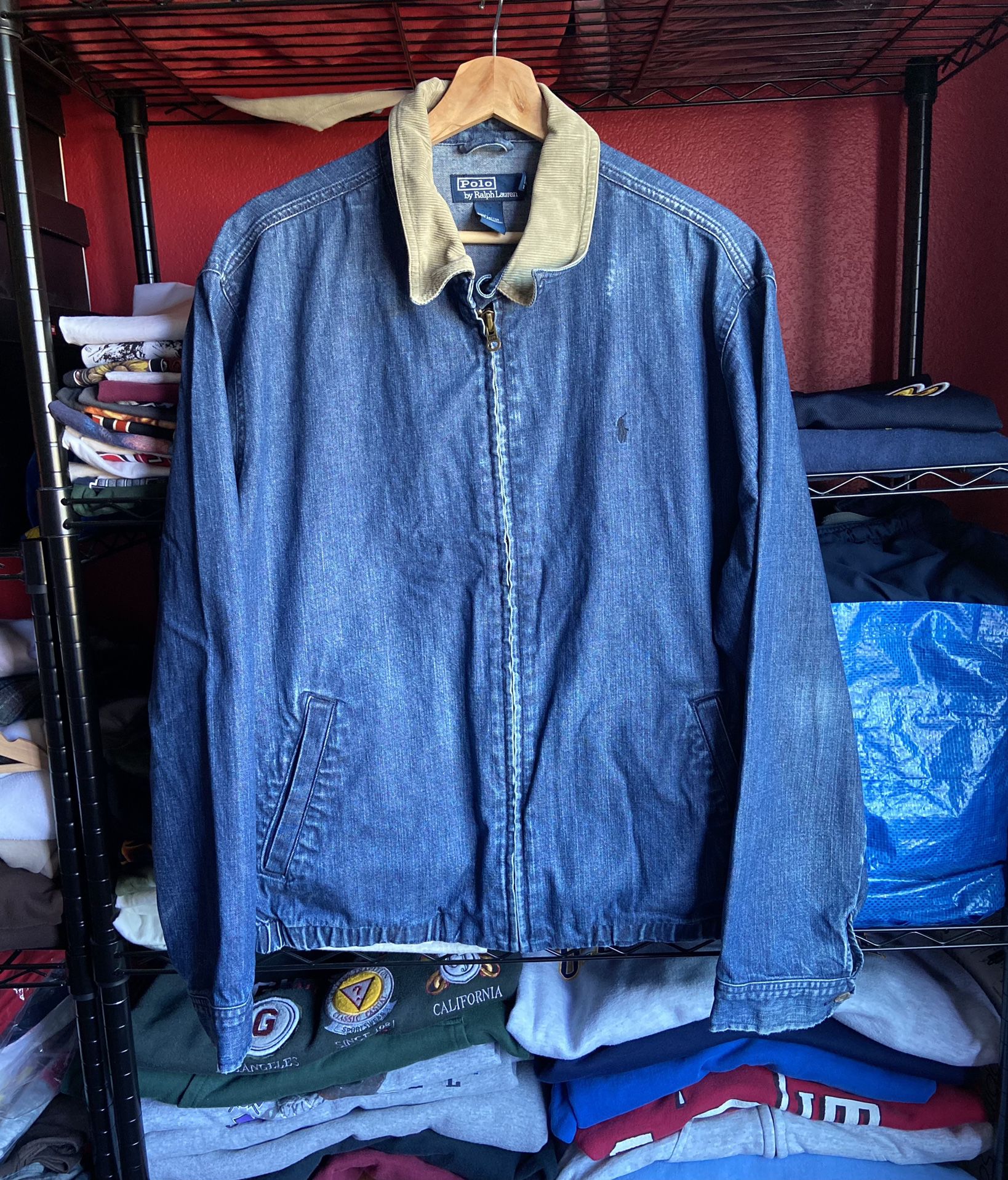 Denim Polo Jacket🔥 size Large in Men for $55‼️‼️