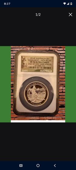 2014 S $1Australia Kangaroo PF70 Ultra Cameo High Relief Silver Coin