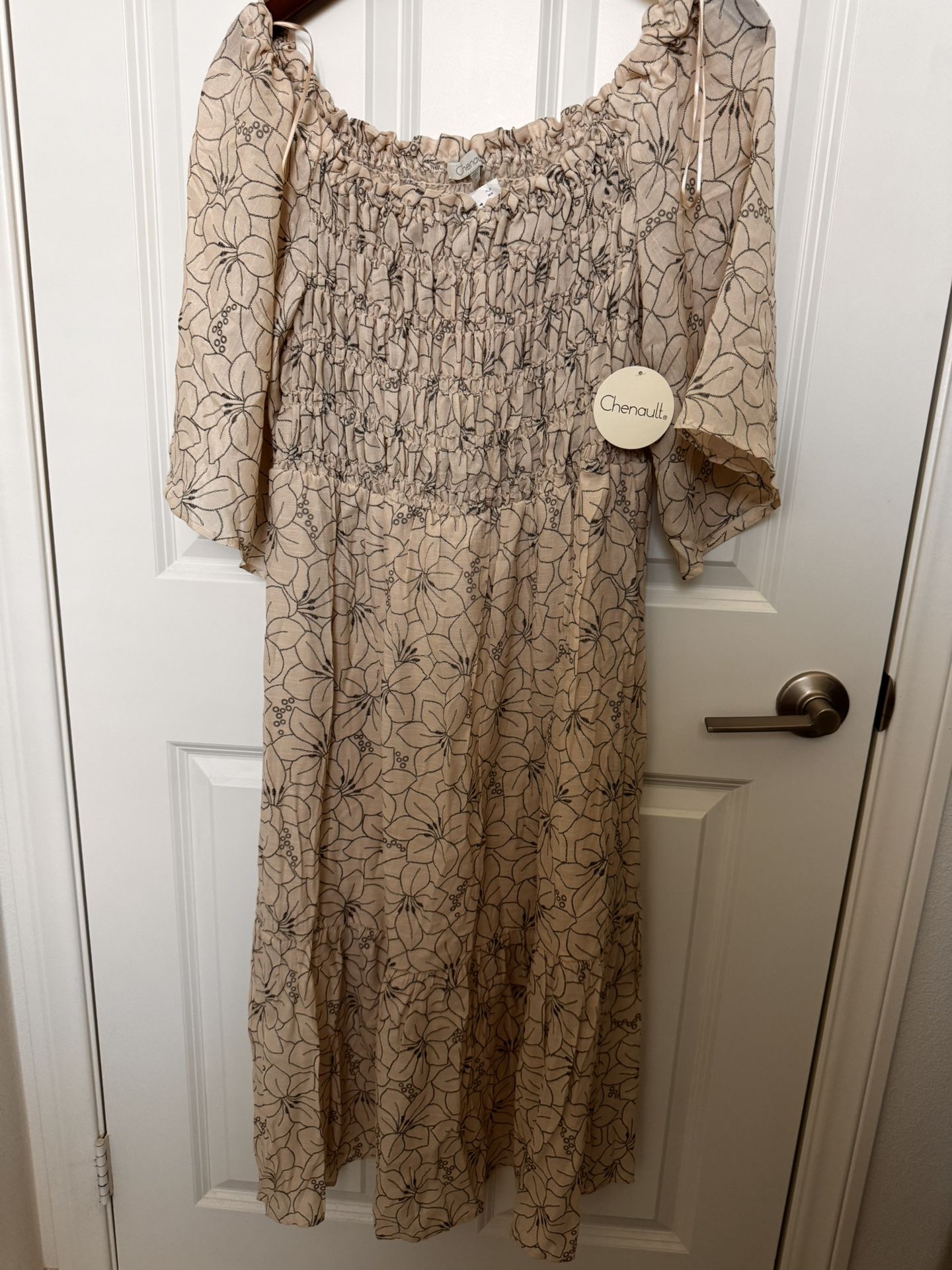 Chenault off the Shoulder floral print midi dress 