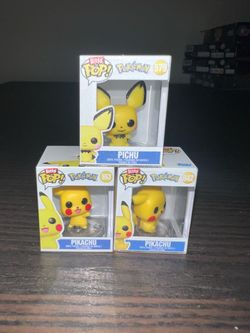 BITTY Pichu & 2 Pikachu Pokemon 1-Inch Funko Pops #579 #553 #842 Pokémon TCG TV Nintendo Electric