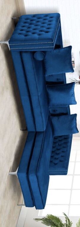 Ava Blue Velvet RAF Sectional