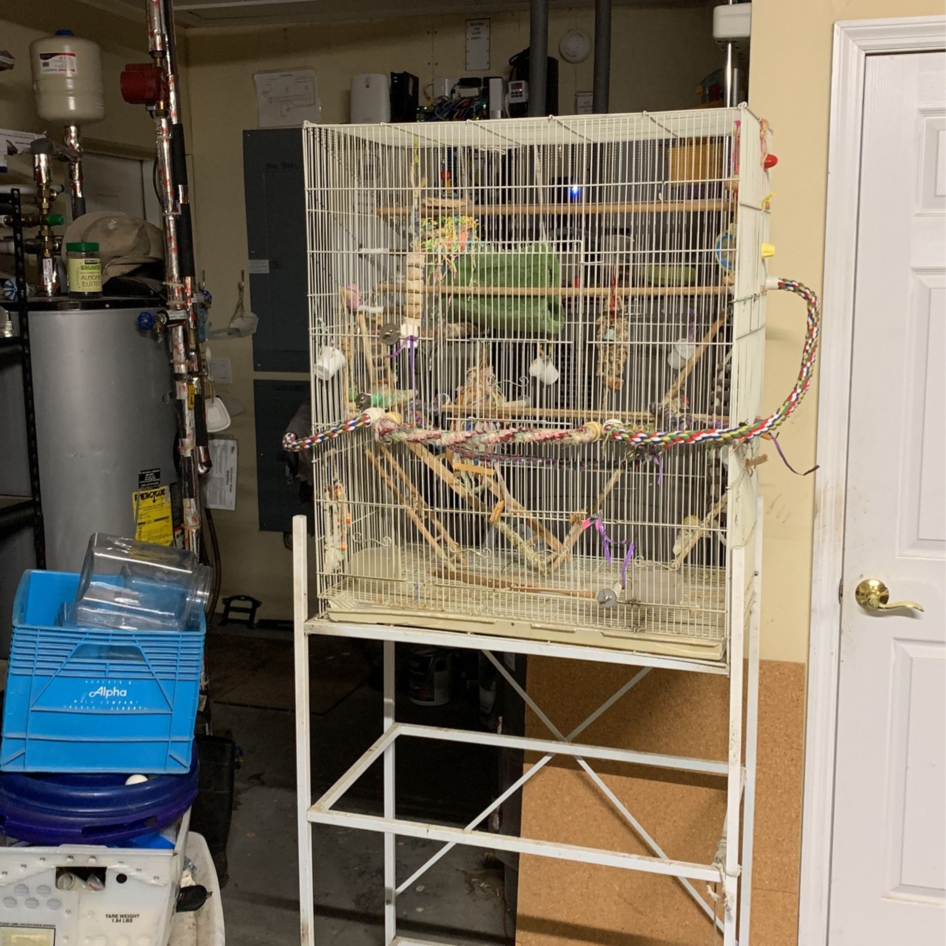 Bird Cage With Stand And Toys.