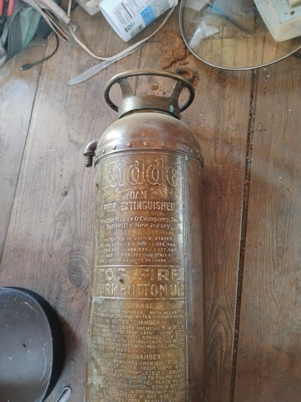 Antique Copper & Brass Fire Extinguisher