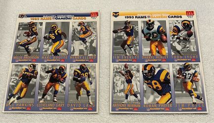 Vintage 1993 McDonald’s Fleer LA Rams GameDay Card Sheets