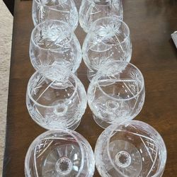 Vintage Cut Crystal Stemmed Brandy Glasses 